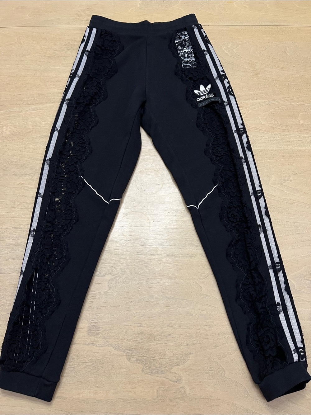 adidas Stella McCartney Black Lace-Trim Joggers